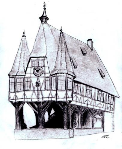 Cartoon: Michelstädter Rathaus (medium) by swenson tagged michelstadt,rathaus,historisch