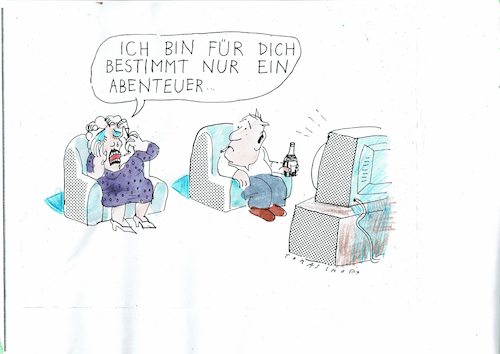 Cartoon: Abendteuer (medium) by Jan Tomaschoff tagged liebe,leidenschaft,gewohnheit,liebe,leidenschaft,gewohnheit