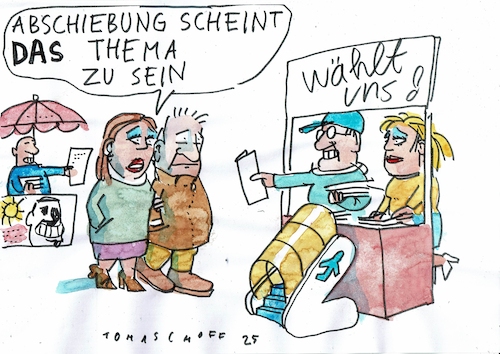 Cartoon: Abschiebung (medium) by Jan Tomaschoff tagged wahlen,migration,abschiebung,wahlen,migration,abschiebung