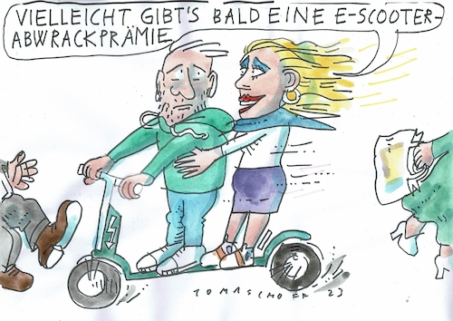 Cartoon: Abwrack (medium) by Jan Tomaschoff tagged escooter,abwrackprämie,escooter,abwrackprämie