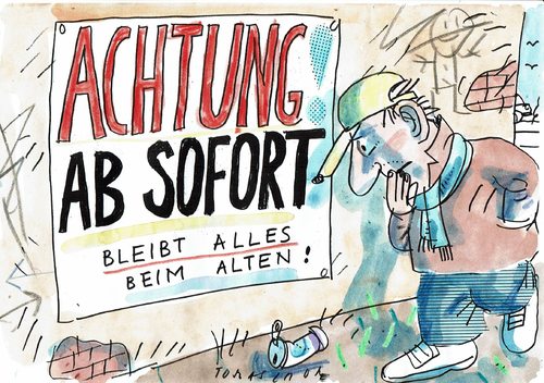 Cartoon: Achtung (medium) by Jan Tomaschoff tagged stillstand,dynamik,stillstand,dynamik
