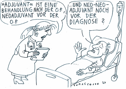 Cartoon: adjuvant (medium) by Jan Tomaschoff tagged onkologie,krebs,tumor,adjuvante,behandlung,onkologie,krebs,tumor,adjuvante,behandlung
