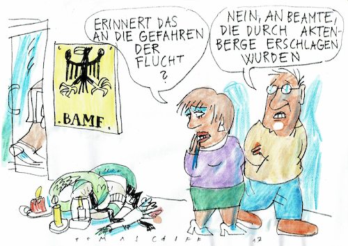 Cartoon: Aktenberge (medium) by Jan Tomaschoff tagged bamf,flüchtlinge,bürokratie,bamf,flüchtlinge,bürokratie