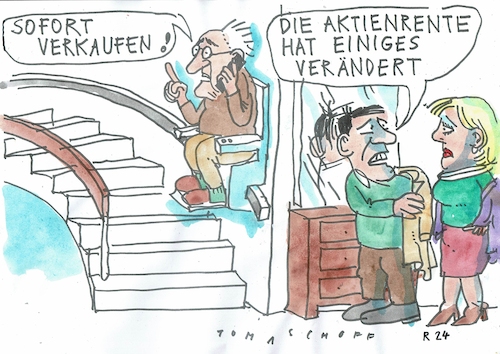 Cartoon: Aktienrente 2 (medium) by Jan Tomaschoff tagged rente,börse,aktien,rente,börse,aktien