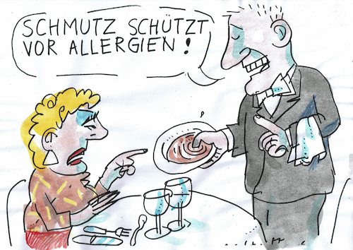 Cartoon: Allergie (medium) by Jan Tomaschoff tagged schmutz,hygiene,allergie,schmutz,hygiene,allergie