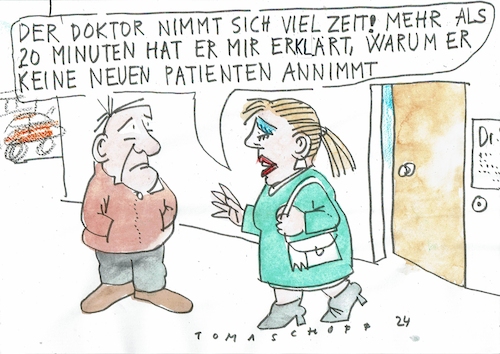 Cartoon: Arztzeit (medium) by Jan Tomaschoff tagged ärztinnen,praxen,termine,ärztinnen,praxen,termine