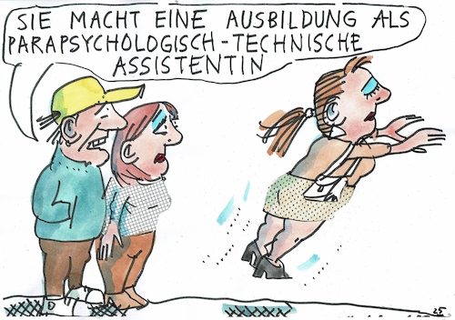 Cartoon: Assistentin (medium) by Jan Tomaschoff tagged wissenschaft,glaube,übernatürliches,wissenschaft,glaube,übernatürliches