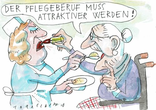 Cartoon: attraktiv (medium) by Jan Tomaschoff tagged gesundheit,pflege,mangel,gesundheit,pflege,mangel