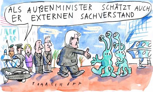 Cartoon: Außenminister (medium) by Jan Tomaschoff tagged außenminister,steinmeier,außeridische,ufos,aliens