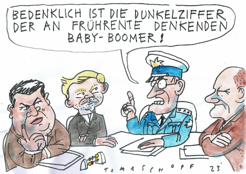 Cartoon: Babyboomer (medium) by Jan Tomaschoff tagged rentzen,finanzen,babyboomer,rentzen,finanzen,babyboomer