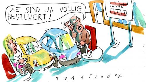 Cartoon: Benzinsteuer (medium) by Jan Tomaschoff tagged benzinsteuer,energie,konjunktur