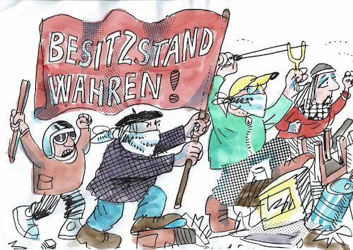 Cartoon: Besitz (medium) by Jan Tomaschoff tagged revolution,fortschritt,egoismus,revolution,fortschritt,egoismus