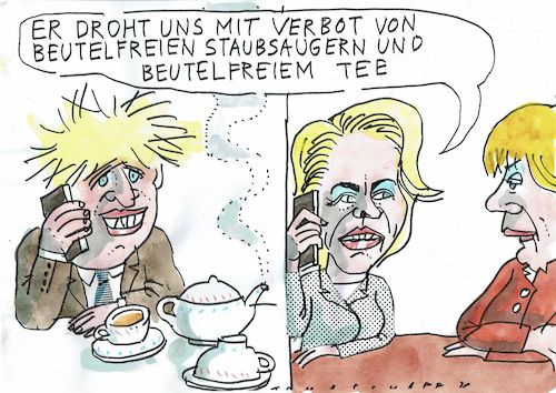 Cartoon: Beutel (medium) by Jan Tomaschoff tagged uk,eu,johnson,von,der,leyen,brexit,uk,eu,johnson,von,der,leyen,brexit