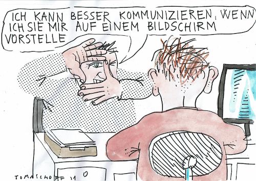 Cartoon: Bildschirm (medium) by Jan Tomaschoff tagged pc,digitalisierung,kommunikation,pc,digitalisierung,kommunikation