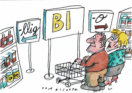 Cartoon: bio (medium) by Jan Tomaschoff tagged lebensmittel,bio,discounter,lebensmittel,bio,discounter