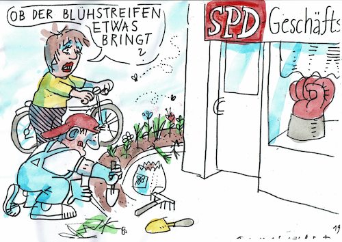 Cartoon: Blühstreifen (medium) by Jan Tomaschoff tagged spd,volksparteien,spd,volksparteien