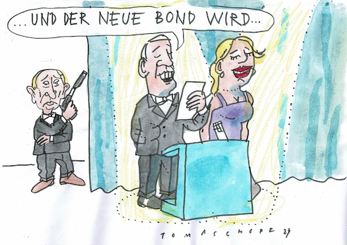 Cartoon: Bond (medium) by Jan Tomaschoff tagged russland,putin,spionage,bond,russland,putin,spionage,bond