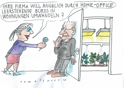 Cartoon: Büro (medium) by Jan Tomaschoff tagged wonhungsnot,home,office,cannabis,wonhungsnot,home,office,cannabis
