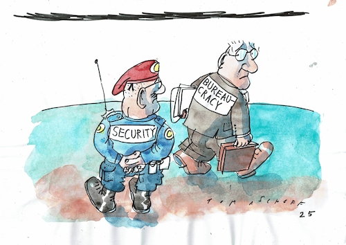 Cartoon: Bürokratie (medium) by Jan Tomaschoff tagged bürokratie,sicherheit,bürokratie,sicherheit