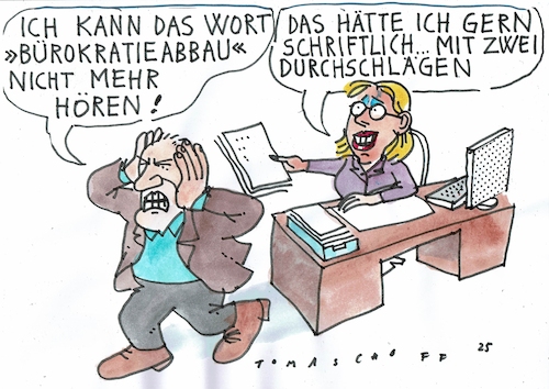 Cartoon: Bürokratie (medium) by Jan Tomaschoff tagged bürokratio,papier,bürokratio,papier