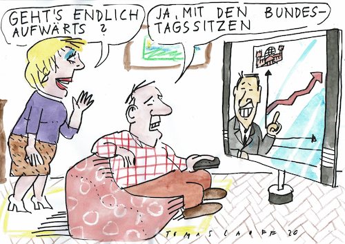 Cartoon: Bundestag (medium) by Jan Tomaschoff tagged krise,corona,wahlrecht,abgeordnetenzahl,krise,corona,wahlrecht,abgeordnetenzahl