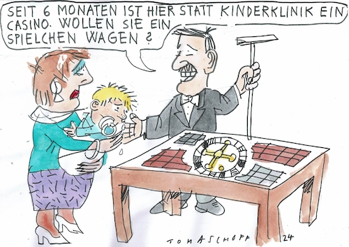 Cartoon: Casino (medium) by Jan Tomaschoff tagged gesundheit,krankenhaus,reform,finanzen,gesundheit,krankenhaus,reform,finanzen