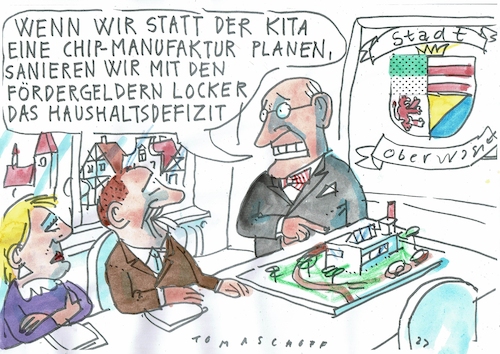 Cartoon: Chips (medium) by Jan Tomaschoff tagged chips,subventionen,kommunen,haushalt,chips,subventionen,kommunen,haushalt