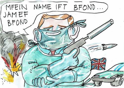 Cartoon: Corona Bond (medium) by Jan Tomaschoff tagged corona,epidemie,bond,film,corona,epidemie,bond,film