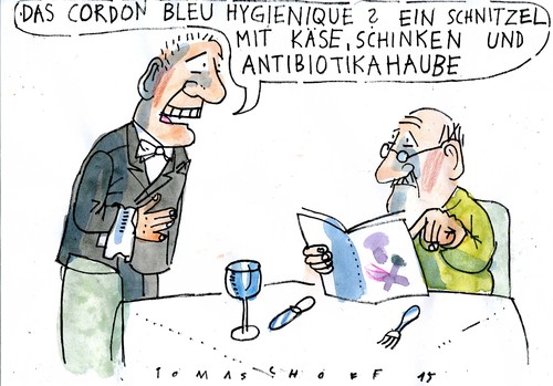 Cartoon: Cuisine (medium) by Jan Tomaschoff tagged antibiotika,fleisch,antibiotika,fleisch