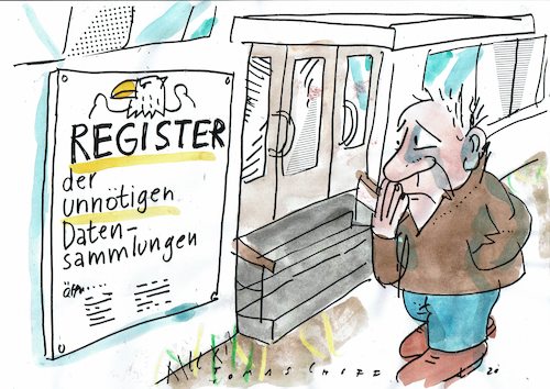 Cartoon: Daten (medium) by Jan Tomaschoff tagged register,daten,register,daten