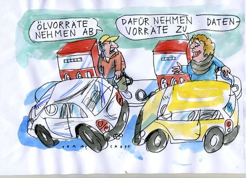 Cartoon: Datenvorratsspeicherung (medium) by Jan Tomaschoff tagged ölvorräte,erdöl,datenvorratsspeicherung