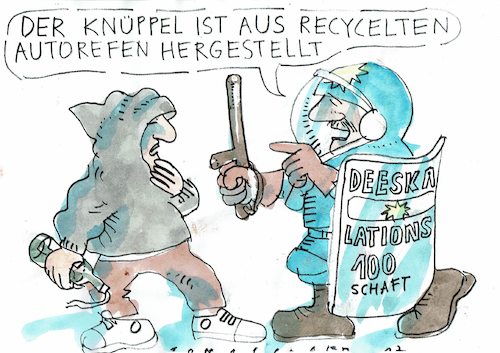 Cartoon: Deeskalation (medium) by Jan Tomaschoff tagged polizei,umwelt,chaoten,polizei,umwelt,chaoten