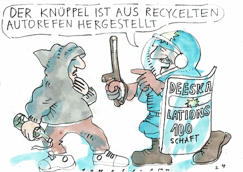 Cartoon: Deeskalation (medium) by Jan Tomaschoff tagged polizei,umwelt,klima,polizei,umwelt,klima