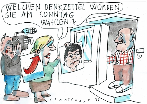 Cartoon: Denkzettel (medium) by Jan Tomaschoff tagged parteien,wagenknecht,afd,parteien,wagenknecht,afd