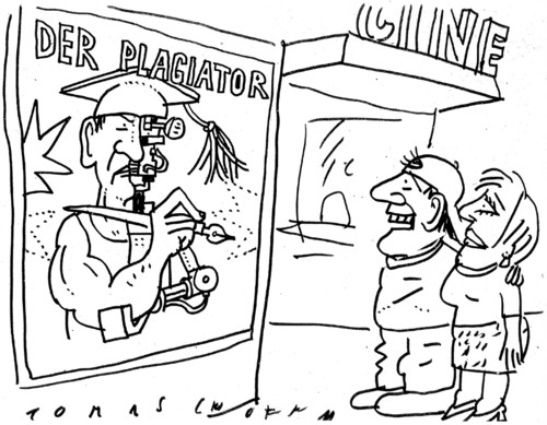 Cartoon: Der Plagiator (medium) by Jan Tomaschoff tagged plagiator,plagiat,guttenberg,plagiator,guttenberg,plagiat