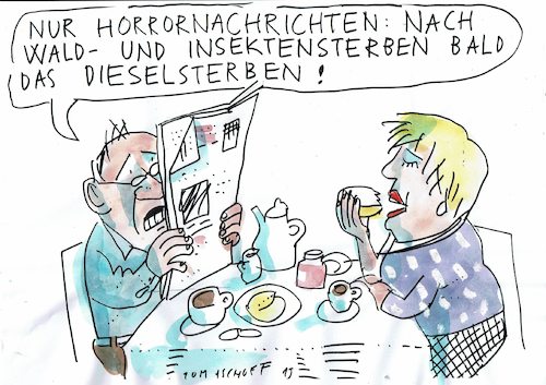 Cartoon: Dieselsterben (medium) by Jan Tomaschoff tagged umwelt,feinstaub,co2,diesel,umwelt,feinstaub,co2,diesel
