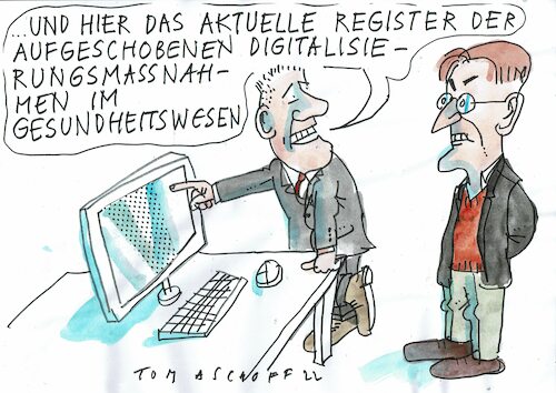 Cartoon: digital (medium) by Jan Tomaschoff tagged gesundheitswesen,digitalisierung,lauterbach,gesundheitswesen,digitalisierung,lauterbach
