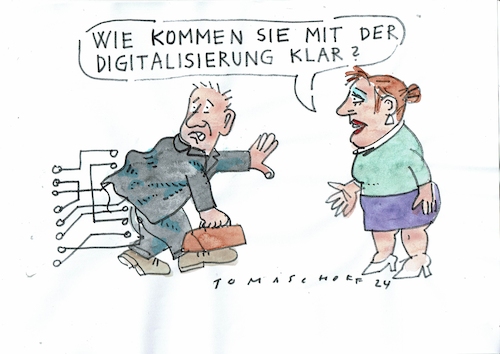 Cartoon: digital (medium) by Jan Tomaschoff tagged digitalisierung,stress,digitalisierung,stress