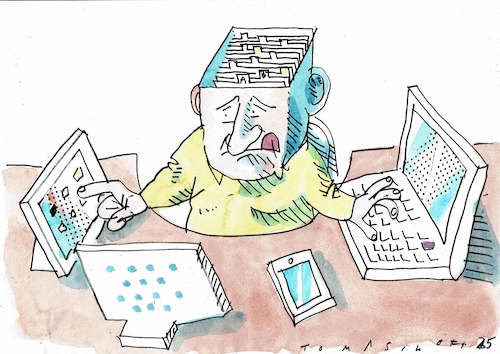 Cartoon: Digital (medium) by Jan Tomaschoff tagged digitalisierung,pc,denken,gehirn,digitalisierung,pc,denken,gehirn