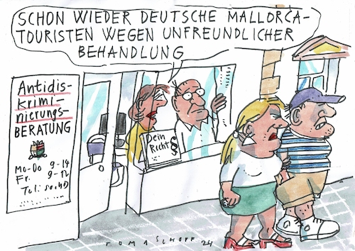 Cartoon: Diskriminiert (medium) by Jan Tomaschoff tagged tourismus,protest,tourismus,protest