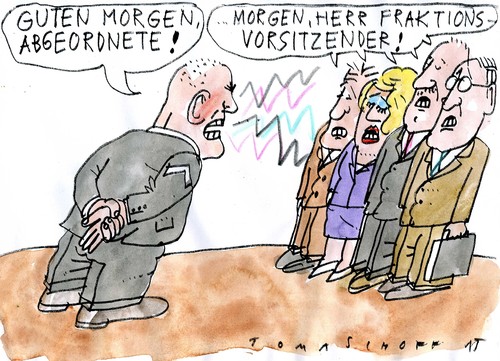 Cartoon: Disziplin (medium) by Jan Tomaschoff tagged abgeordnete,gewissen,partei,abgeordnete,gewissen,partei