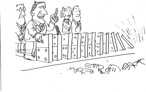 Cartoon: Domino (medium) by Jan Tomaschoff tagged domino,rede,redner,halbwertzeit,vergänglichkeit,phrase,podium,schwätzer