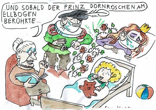 Cartoon: Dornröschen (medium) by Jan Tomaschoff tagged corona,distanz,kontakt,corona,distanz,kontakt