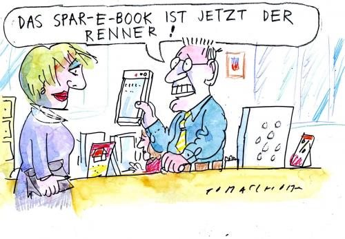 Cartoon: E-Book (medium) by Jan Tomaschoff tagged ebook,buch,lesen,literatur,medien,kindle