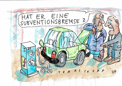 Cartoon: E Auto (medium) by Jan Tomaschoff tagged auto,subventionen,auto,subventionen