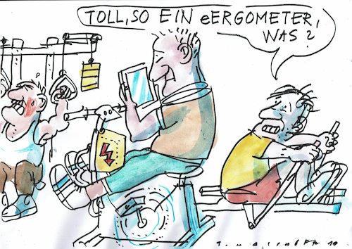 Cartoon: elektro (medium) by Jan Tomaschoff tagged elektro,sport,fitness,elektro,sport,fitness