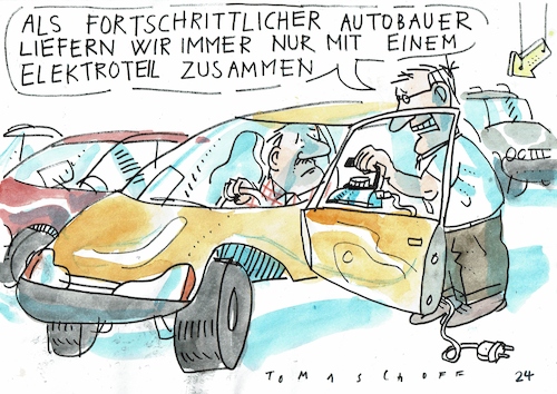Cartoon: elektro (medium) by Jan Tomaschoff tagged auto,elektro,auto,elektro