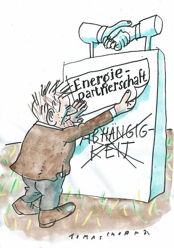 Cartoon: Energiepartnerschaft (medium) by Jan Tomaschoff tagged energie,abhängigkeit,öl,gas,energie,abhängigkeit,öl,gas