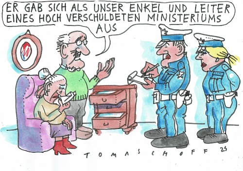 Cartoon: Enkeltrick (medium) by Jan Tomaschoff tagged politiker,geld,haushalt,staatsschulden,politiker,geld,haushalt,staatsschulden