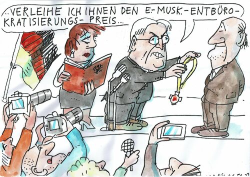 Cartoon: Entbürokratisierung (medium) by Jan Tomaschoff tagged wirtschaft,bürokratie,musk,wirtschaft,bürokratie,musk